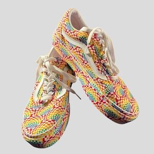 Vans Old Skool Platform Rainbow Checkerboard Sneakers Women 10 Men 8.5